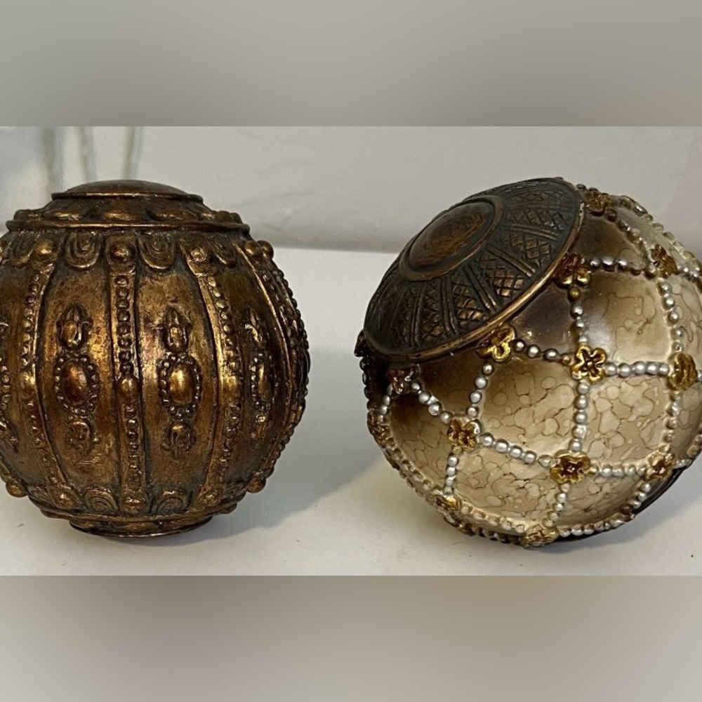 Vintage Decorative Ornate Ball Spheres Raised DetailHome Decor Bowl Filler4-1/4”